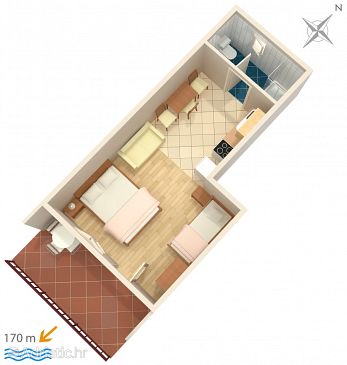 Studio flat AS-1036-b - Apartments Seget Vranjica (Trogir) - 1036