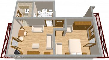 Plan Trogir, Plan u smještaju tipa apartment, dopusteni kucni ljubimci i WIFI.