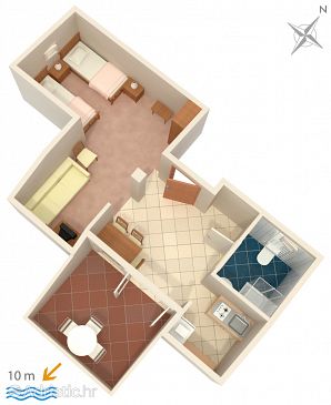 Plan Zavala, Plan u smještaju tipa studio-apartment, WIFI.