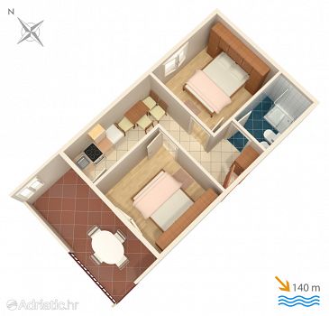 Plan Rastići, Plan u smještaju tipa apartment, dopusteni kucni ljubimci.