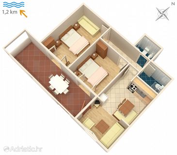 Plan Poreč, Plan u smještaju tipa apartment, WIFI.