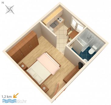 Plan Poreč, Plan u smještaju tipa studio-apartment, WIFI.