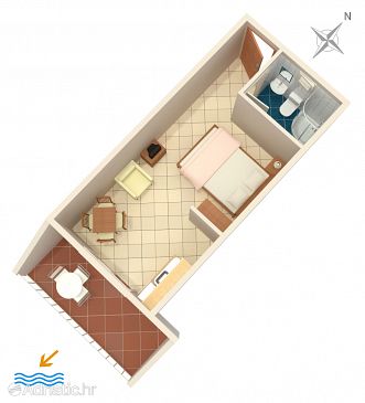 Studio flat AS-2739-c - Apartments Komarna (Ušće Neretve) - 2739
