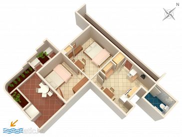 Plan Vir - Torovi, Plan u smještaju tipa apartment, WIFI.
