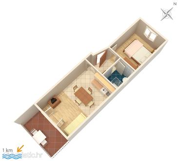 Plan Premantura, Plan u smještaju tipa apartment, dopusteni kucni ljubimci.