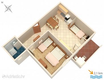 Půdorys Valbandon, Půdorys u smještaju tipa apartment, WIFI.