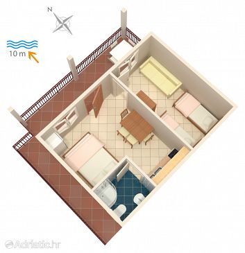 Plan Bilo, Plan u smještaju tipa apartment, WIFI.