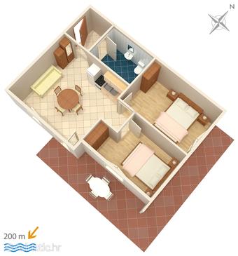 Plan Tribunj, Plan u smještaju tipa apartment, dopusteni kucni ljubimci i WIFI.