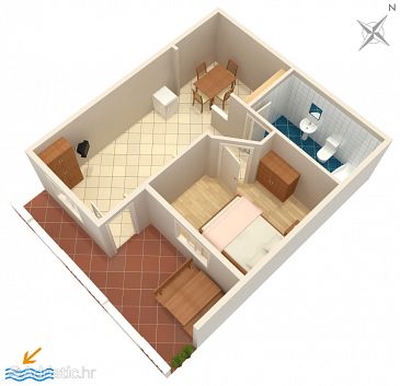 Plan Orebić, Plan u smještaju tipa apartment, WIFI.