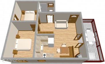 Plan Srima - Vodice, Plan u smještaju tipa apartment.