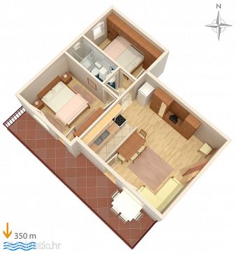 Plan Crikvenica, Plan u smještaju tipa apartment, WIFI.