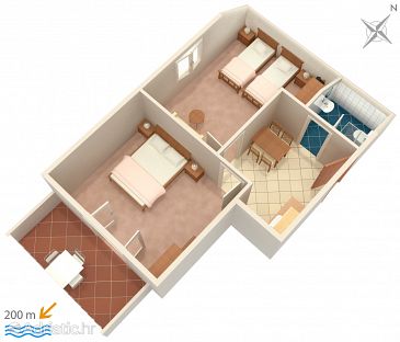 Plan Vrsi - Mulo, Plan u smještaju tipa apartment, WIFI.