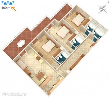Plan Brela, Plan u smještaju tipa apartment, WIFI.