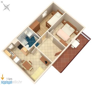 Plan Pula, Plan u smještaju tipa apartment, WIFI.