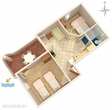 Plan Povljana, Plan u smještaju tipa apartment, dopusteni kucni ljubimci.