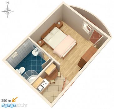 Plan Vinišće, Plan u smještaju tipa studio-apartment, WIFI.